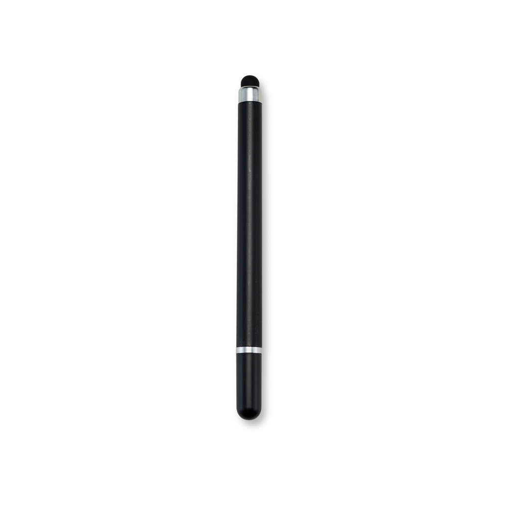 Caneta plástica touch 2 em 1 na cor Preto, personalizada com a logo da empresa