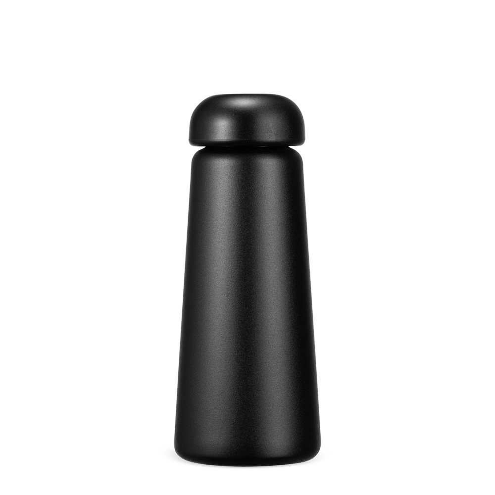 Garrafa térmica 450 ml na cor Preto, personalizada com a logo da empresa