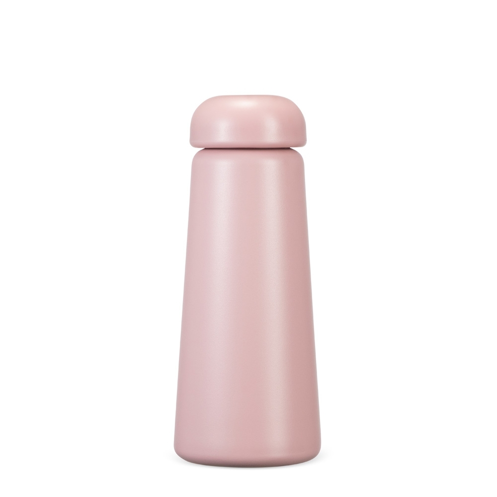 Garrafa térmica 450 ml personalizada com a logo da empresa, na cor rosa claro