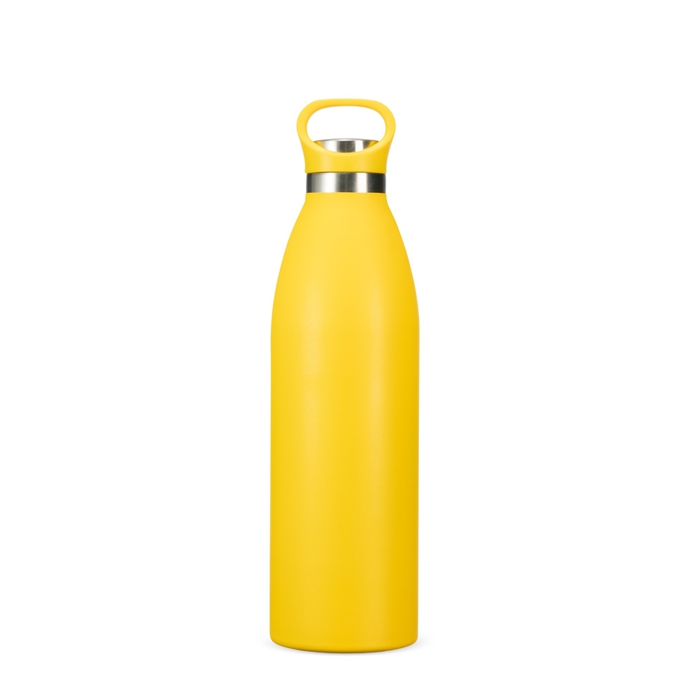 Garrafa térmica 750 ml de inox com tampa de inox e alça fixa personalizada com a logo da empresa