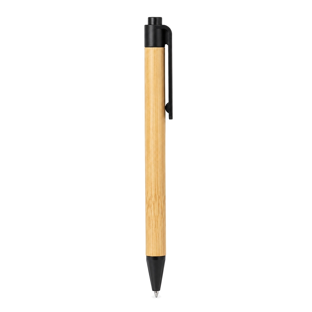 Caneta ecológica kraft na cor Preto, personalizada com a logo da empresa