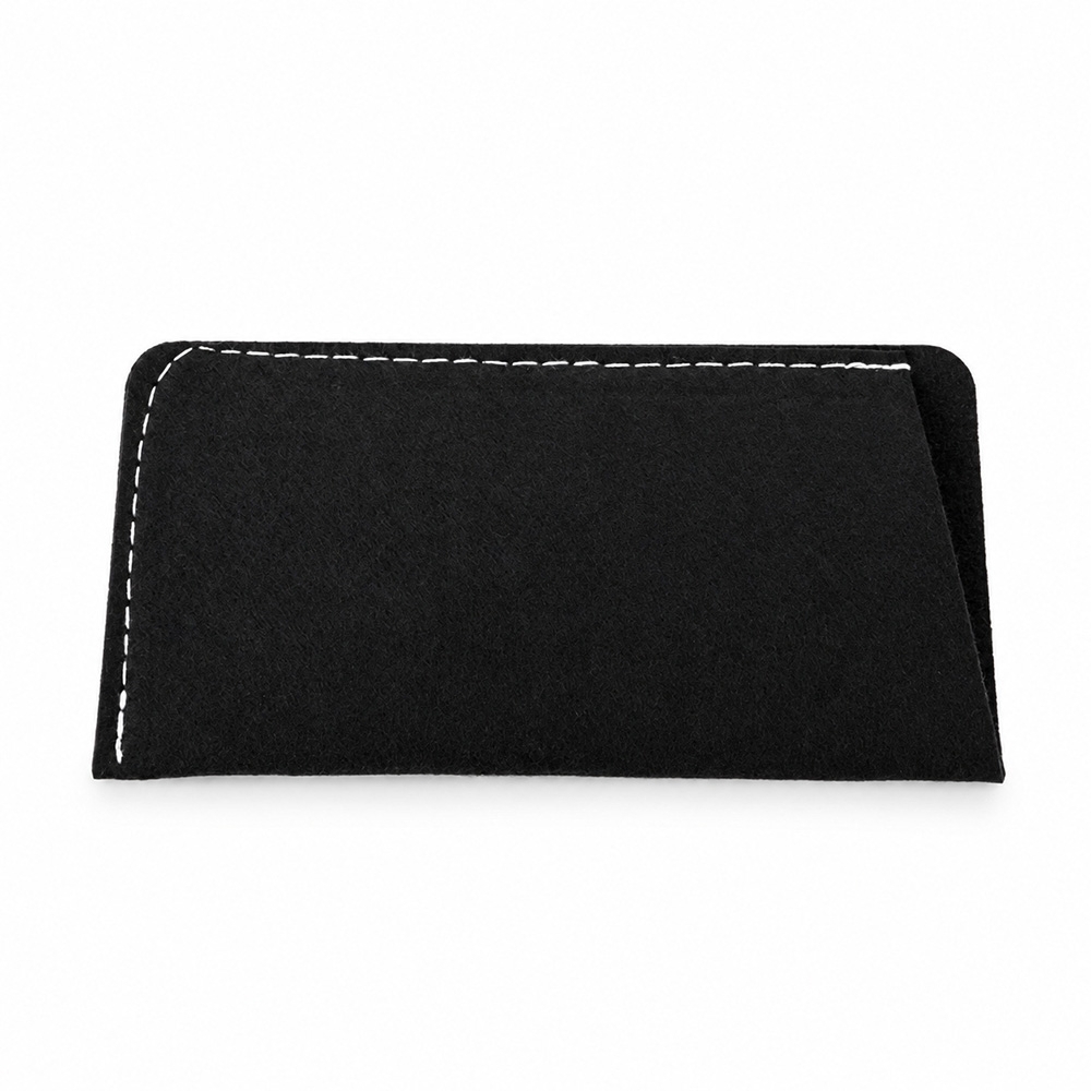 Estojo óculos feltro na cor Preto, personalizado com a logo da empresa