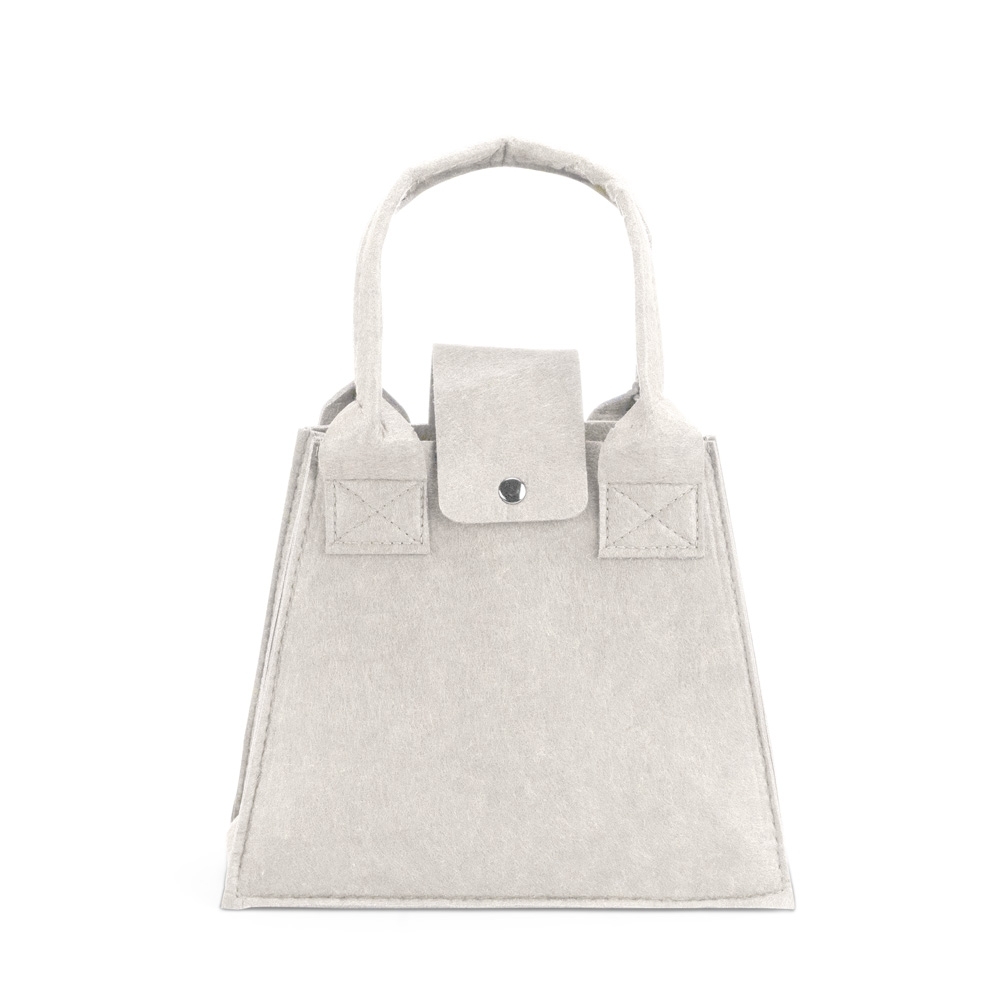 Bolsa de feltro 380 g/m² na cor Branco, personalizada com a logo da empresa