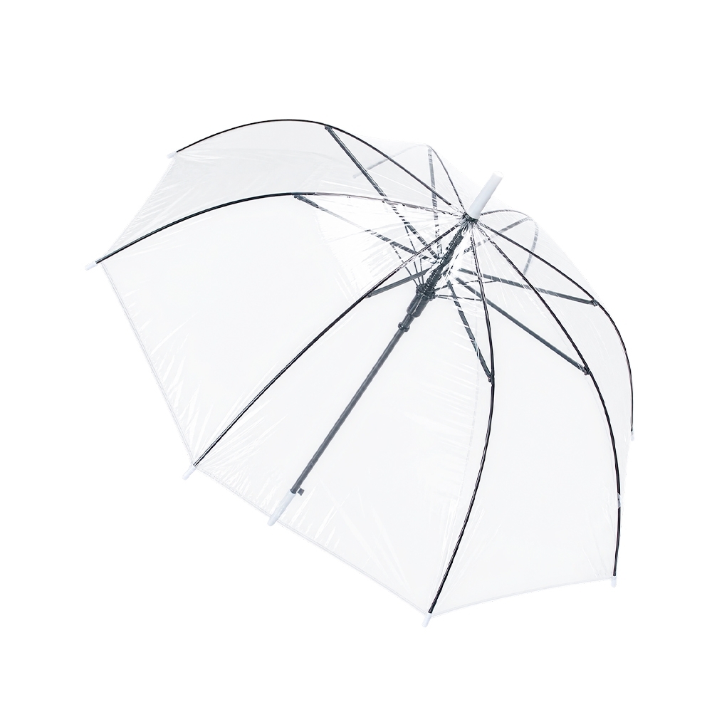 Guarda-chuva manual automático com 8 varetas na cor Transparente, personalizado com a logo da empresa
