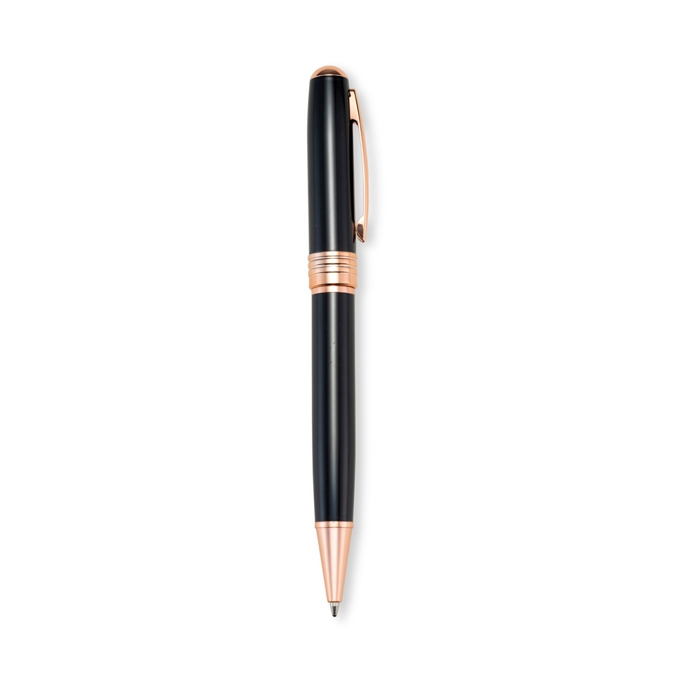 Caneta de metal na cor Preto / Bronze, personalizada com a logo da empresa