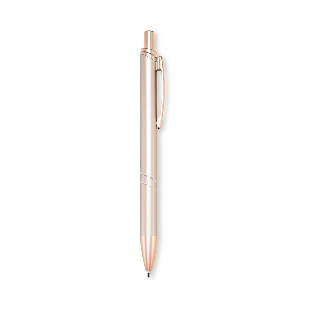 Caneta de metal perolada personalizada com a logo da empresa, na cor champanhe / bronze