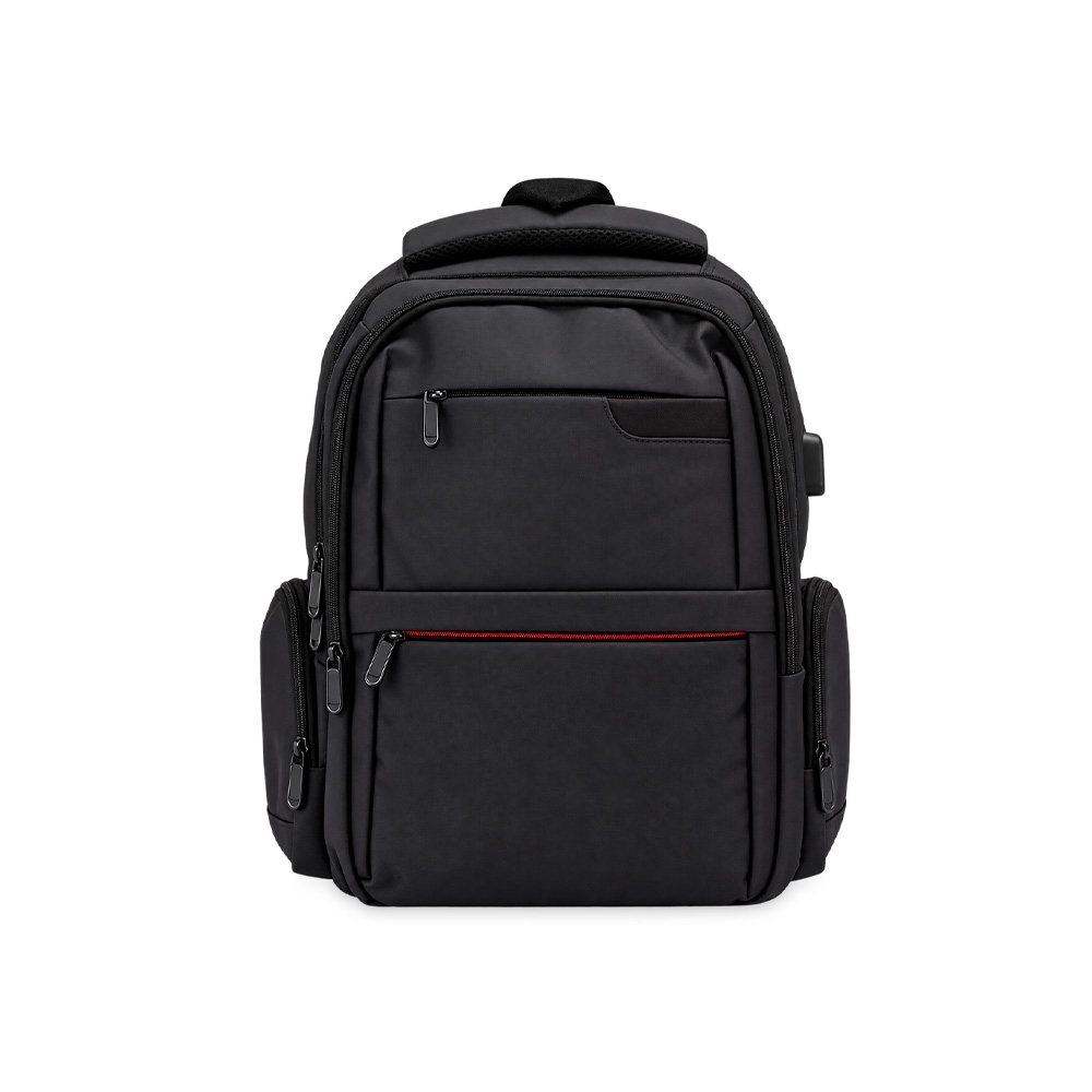 Mochila PU 20 litros na cor Preto, personalizada com a logo da empresa