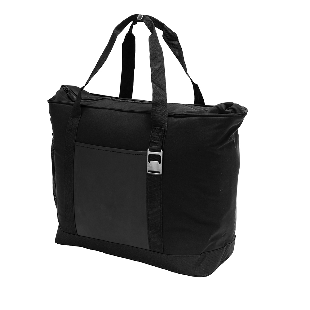 Bolsa térmica poliéster 31 litros na cor Preto, personalizada com a logo da empresa