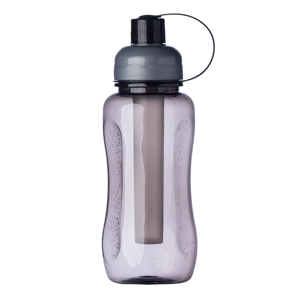 Squeeze icebar plástico 600 ml com alça na cor Fumê / Cinza, personalizado com a logo da empresa