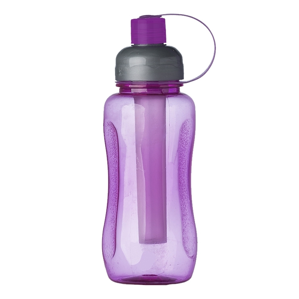 Squeeze icebar plástico 600 ml com alça personalizado com a logo da empresa, na cor lilás / cinza