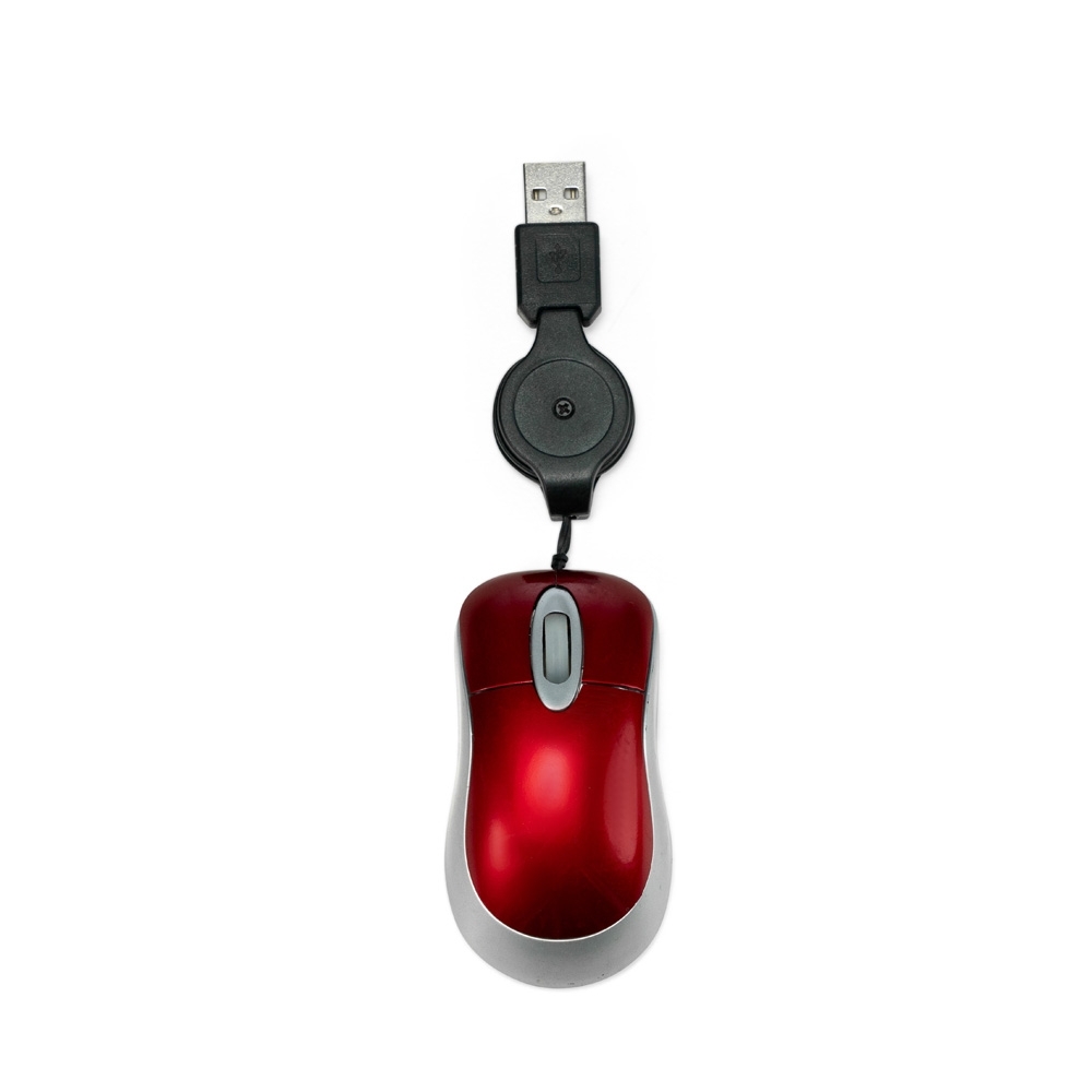 Mini-mouse com fio retrátil personalizado com a logo da empresa