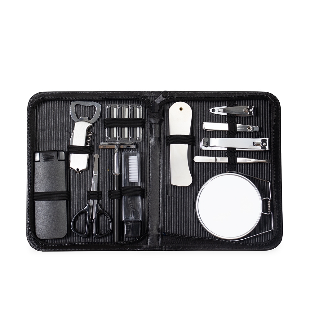 Kit masculino com 12peças na cor Preto, personalizado com a logo da empresa