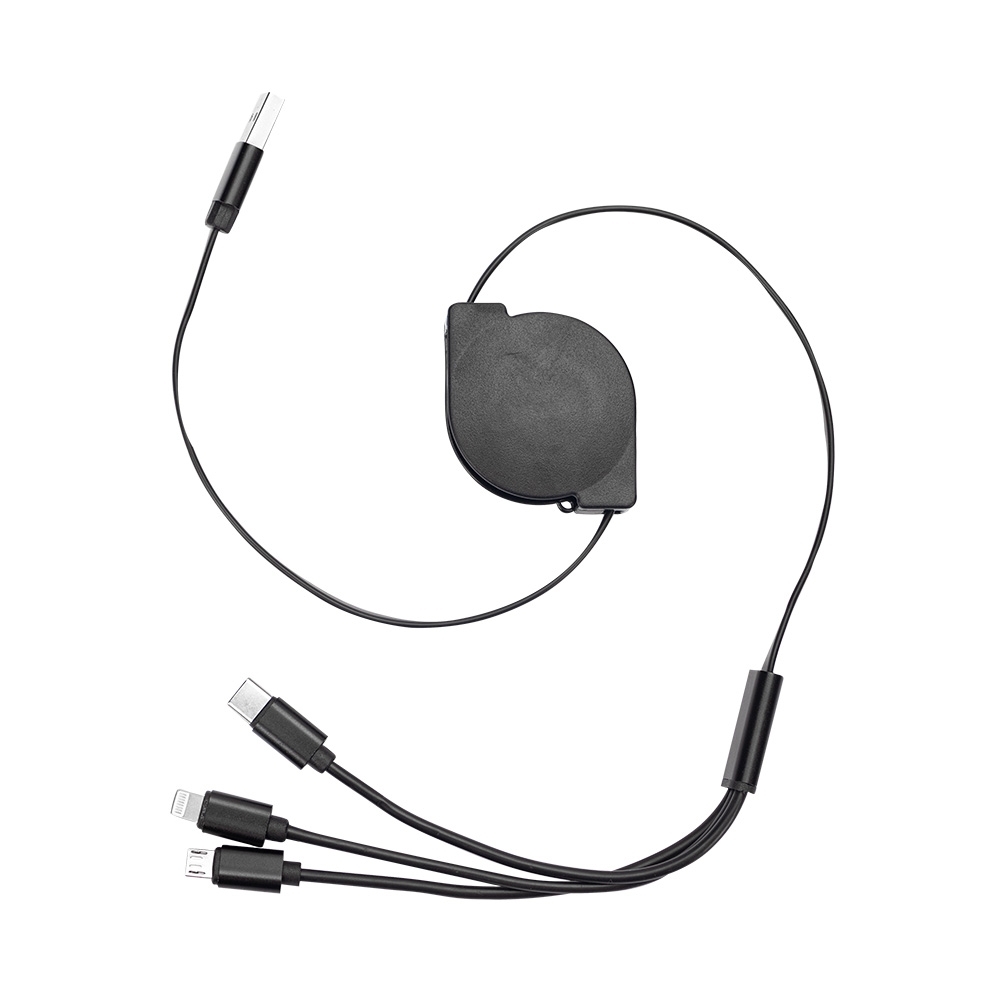 Cabo USB retrátil 3 em 1
