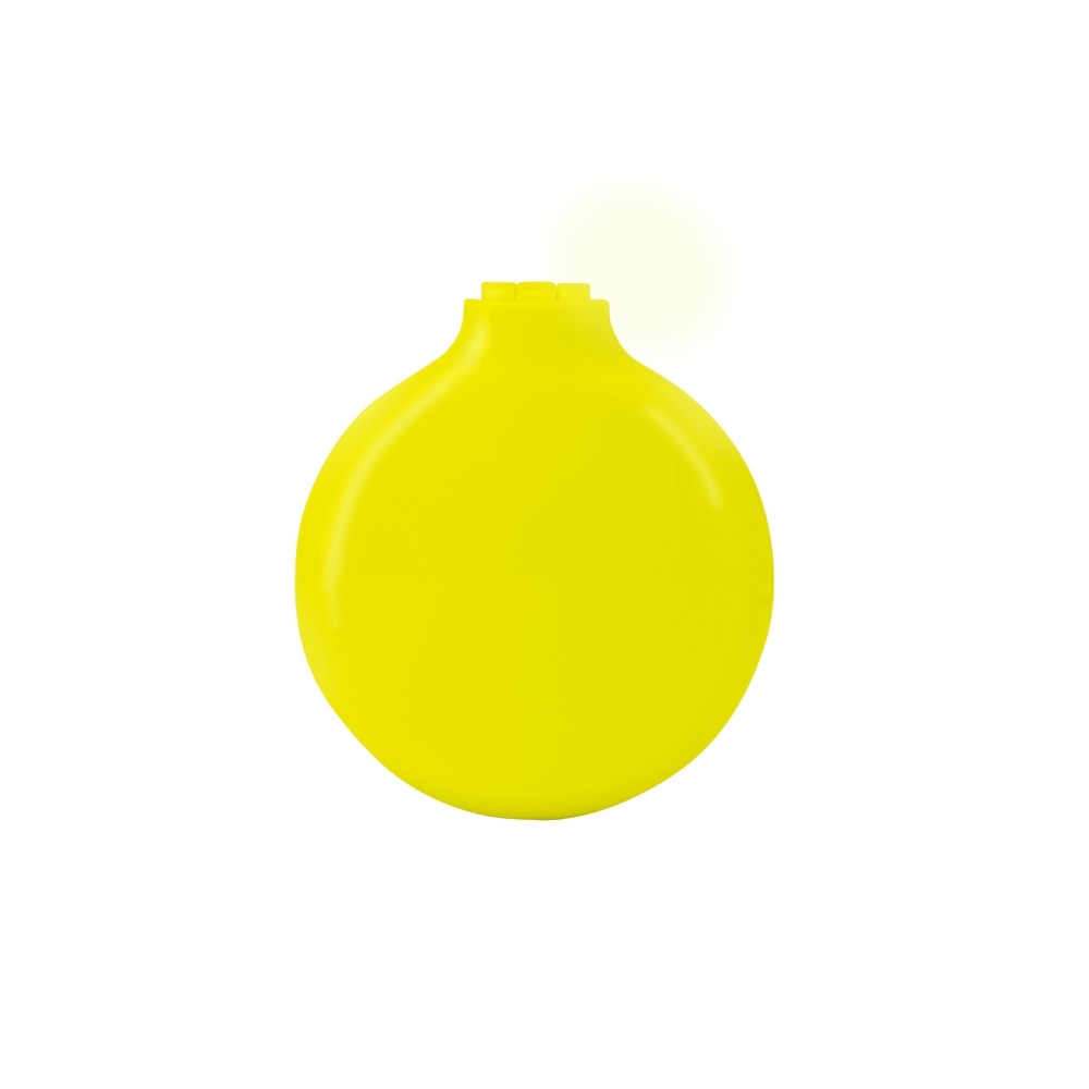 Escova de plástico com espelho na cor Amarelo, personalizada com a logo da empresa