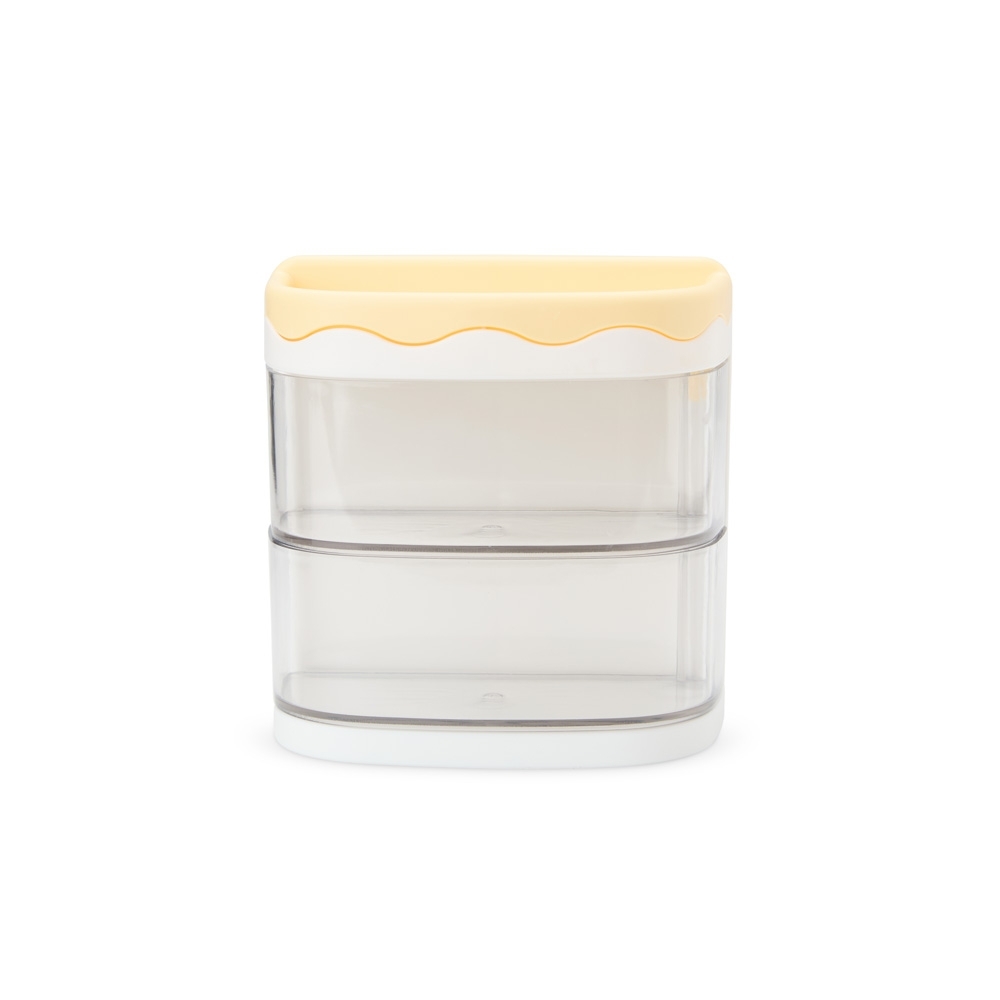 Organizador de mesa na cor Branco / Amarelo, personalizado com a logo da empresa