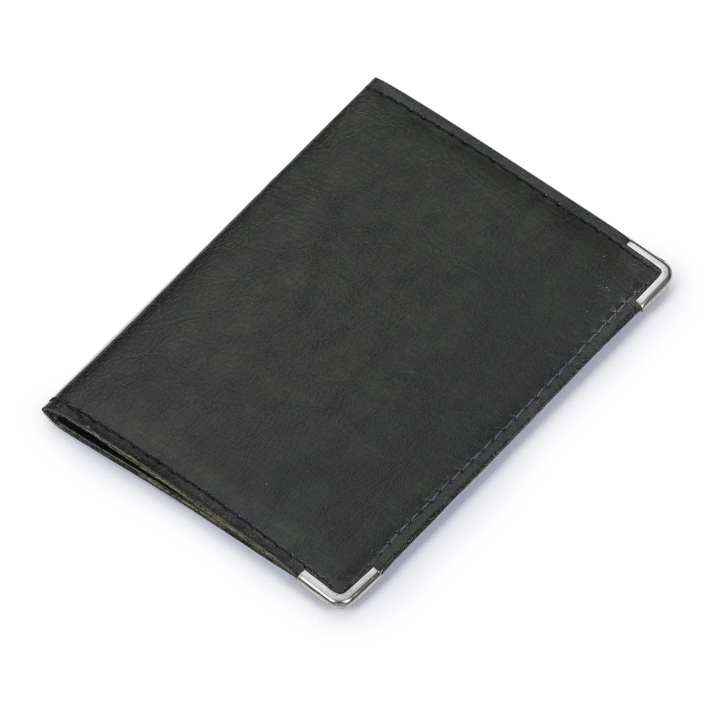 Porta documento em couro sintético na cor Preto, personalizado com a logo da empresa