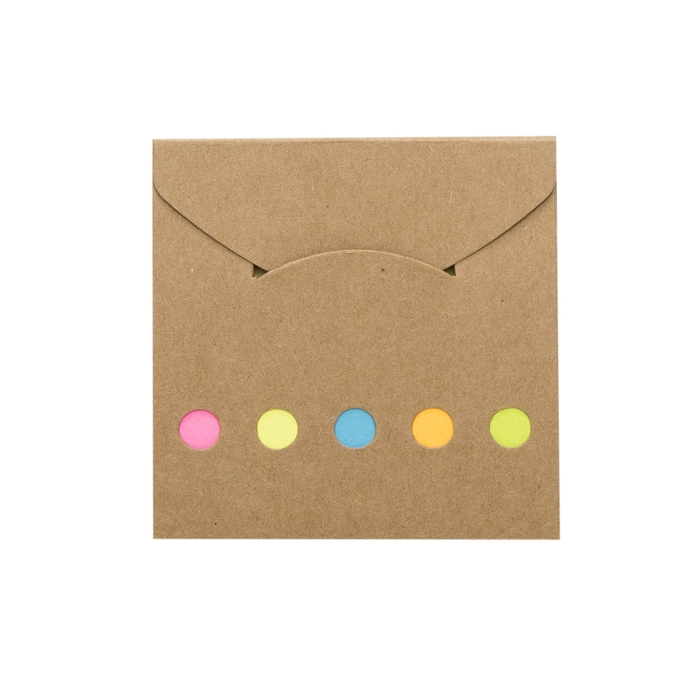 Mini bloco de anotações com autoadesivo na cor Kraft, personalizado com a logo da empresa