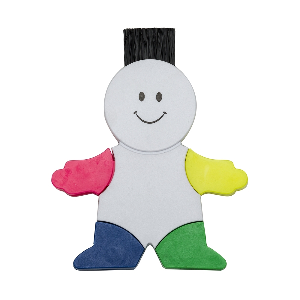 Marca texto formato boneco com limpa teclado na cor Branco, personalizado com a logo da empresa