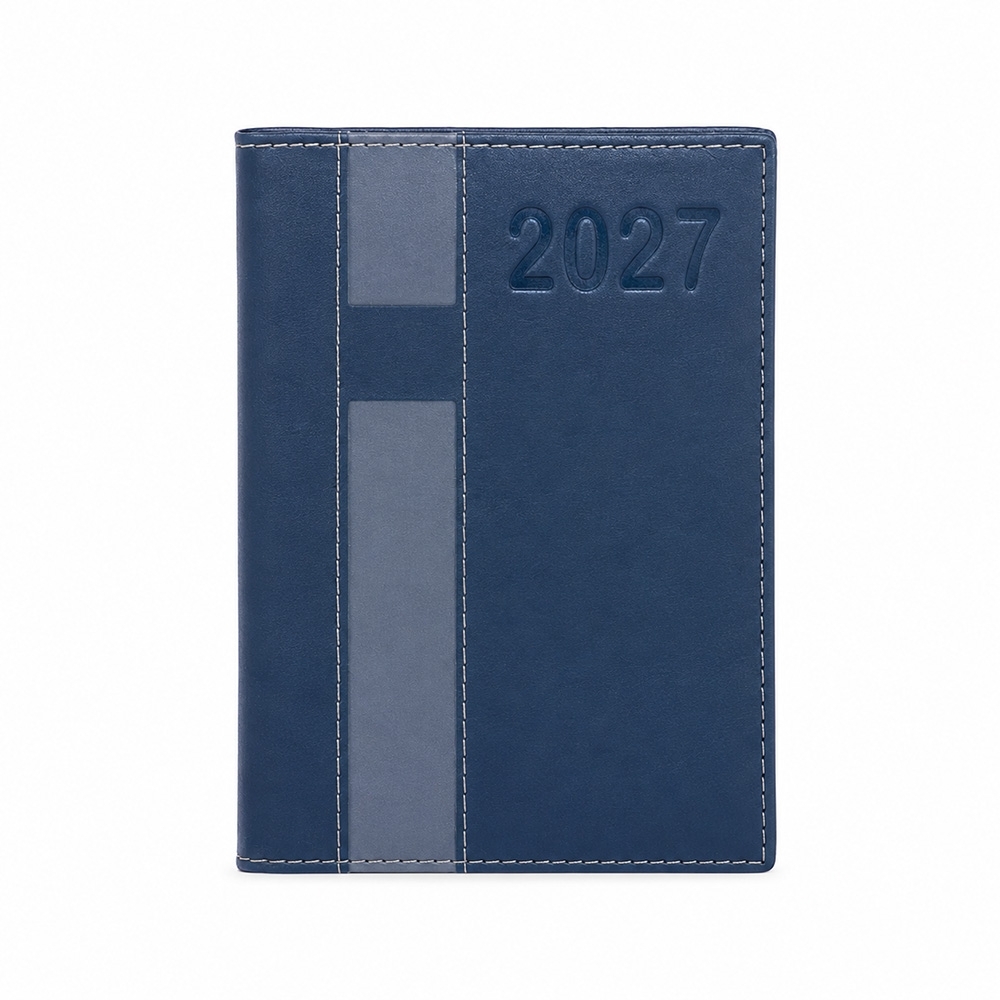 Agenda diária 2027 em couro sintético com porta-caneta e 170 folhas personalizada com a logo da empresa