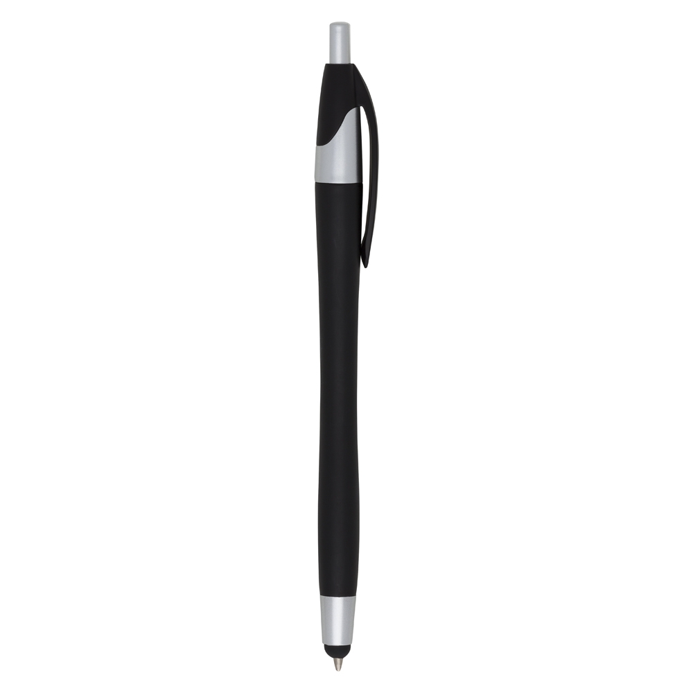 Caneta plástica touch na cor Preto, personalizada com a logo da empresa