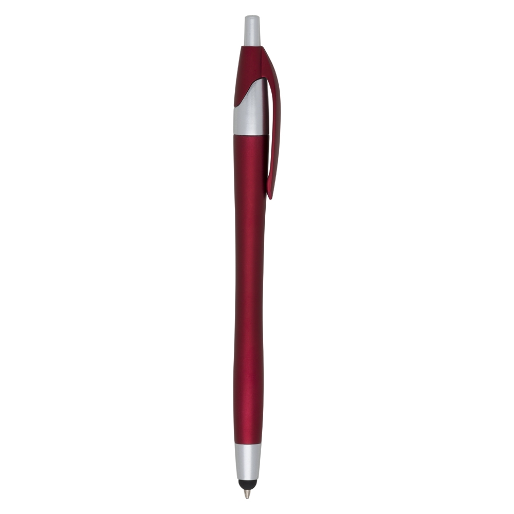 Caneta plástica touch personalizada com a logo da empresa, na cor vermelho