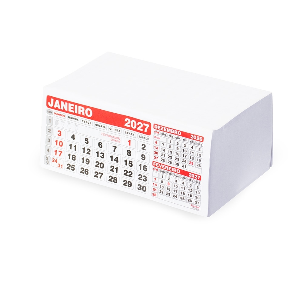 Bloco com 100 refis para calendário na cor Branco, personalizado com a logo da empresa