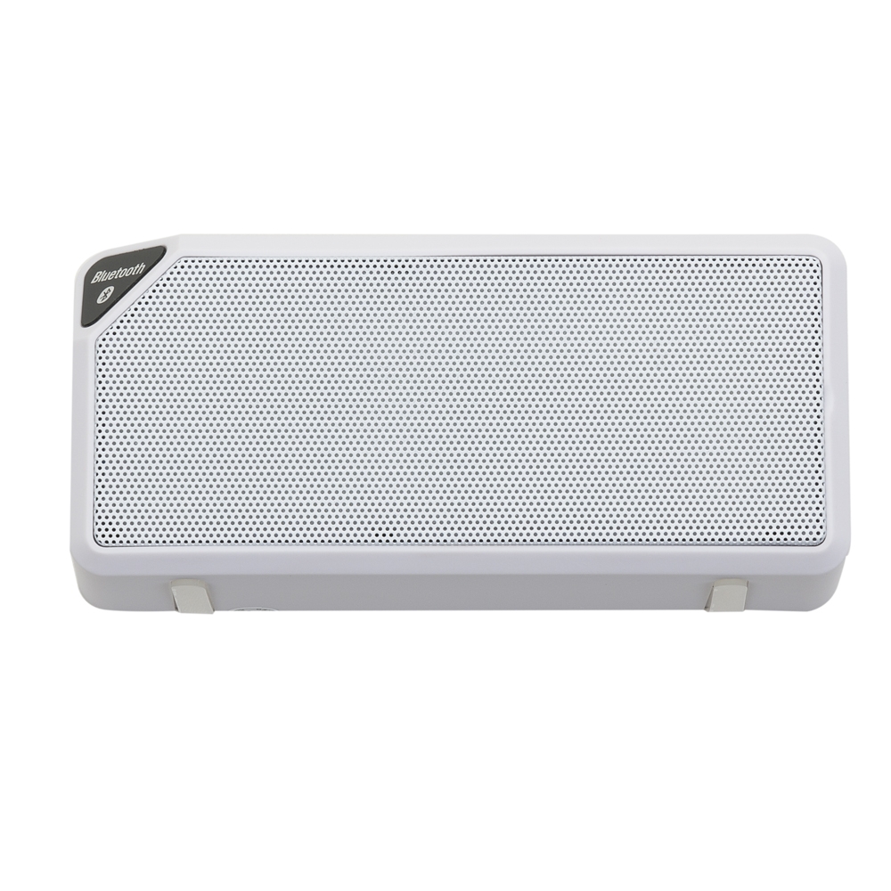 Caixa de som multimídia de metal na cor Branco, personalizada com a logo da empresa