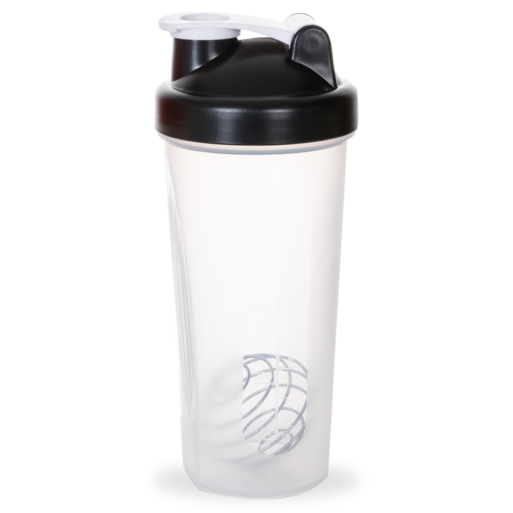 Coqueteleira plástica 600 ml na cor Preto, personalizada com a logo da empresa