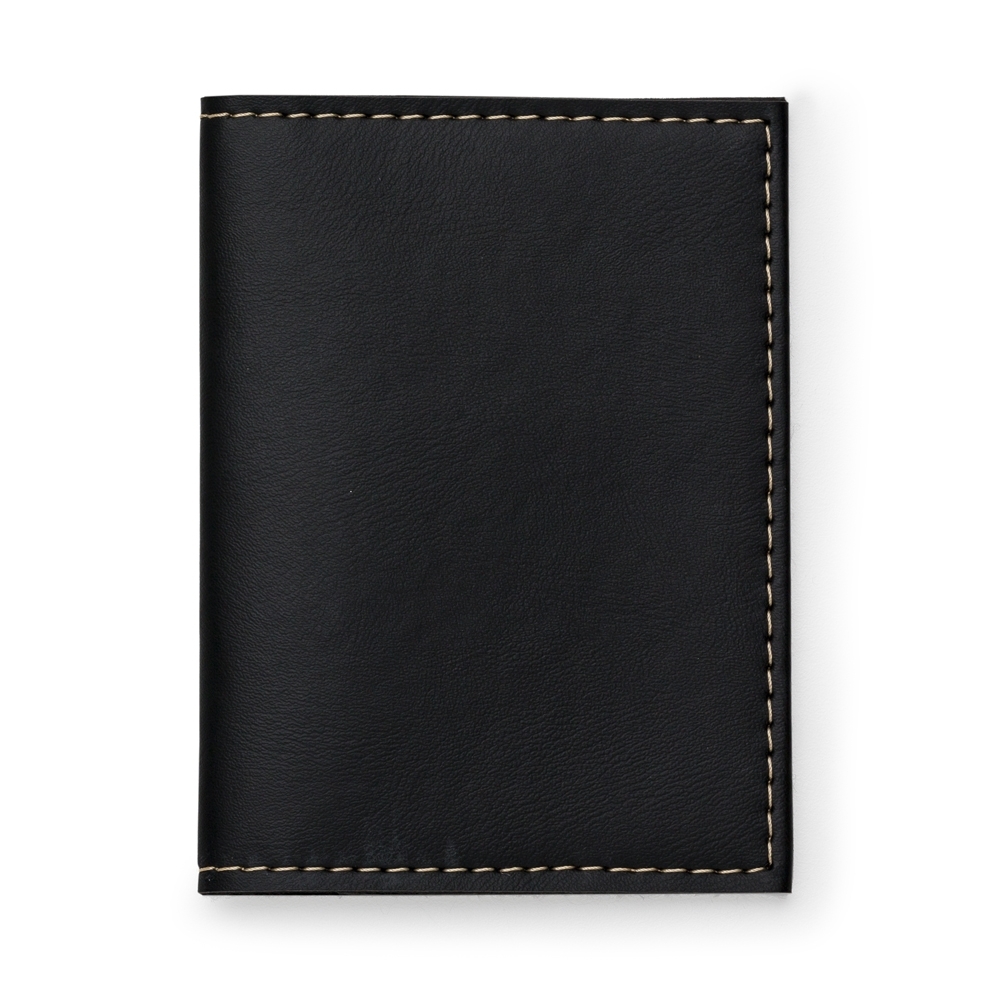 Porta-documento de couro sintético com porta-cartões e visor na cor Preto, personalizado com a logo da empresa