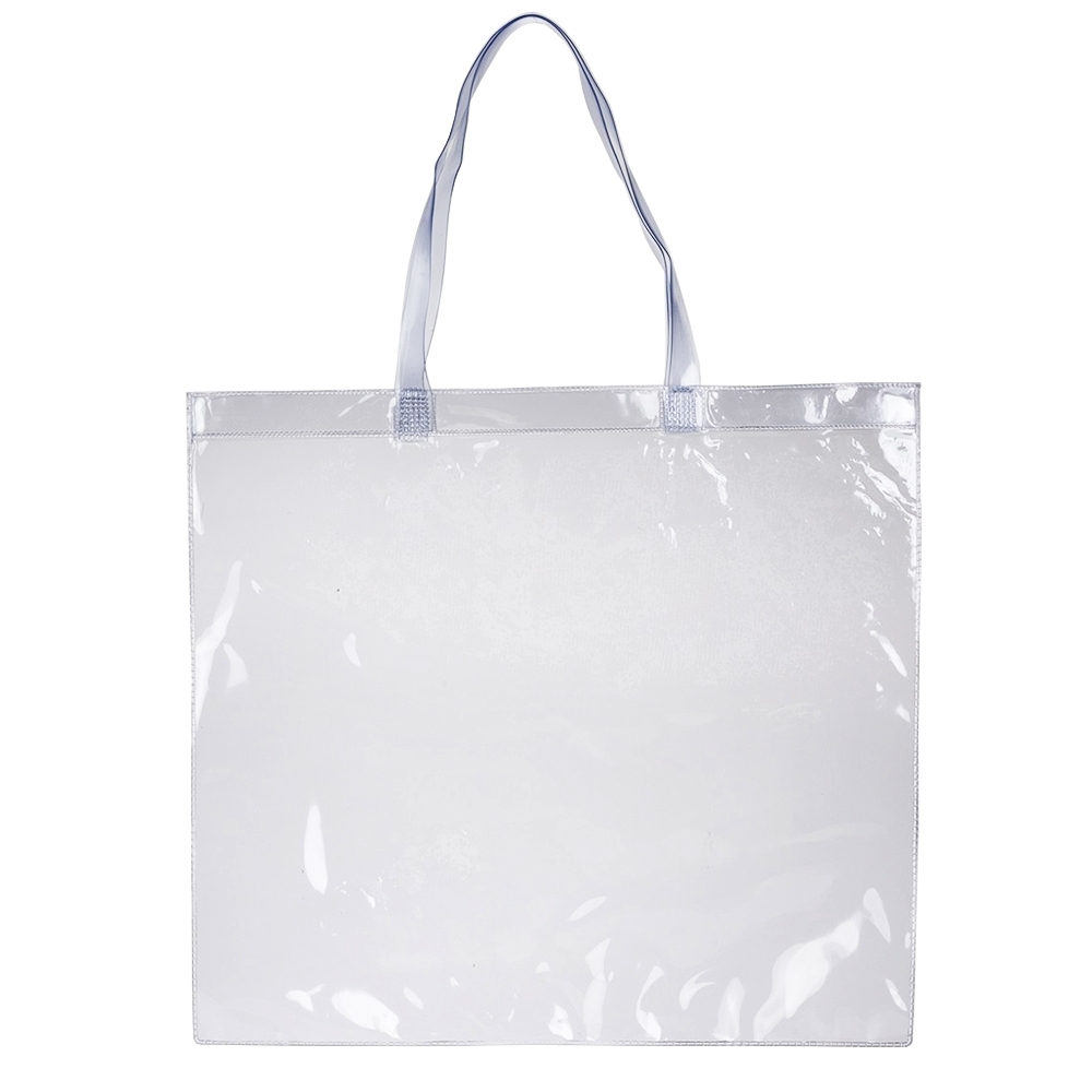 Sacola plástica na cor Transparente / Branco, personalizada com a logo da empresa