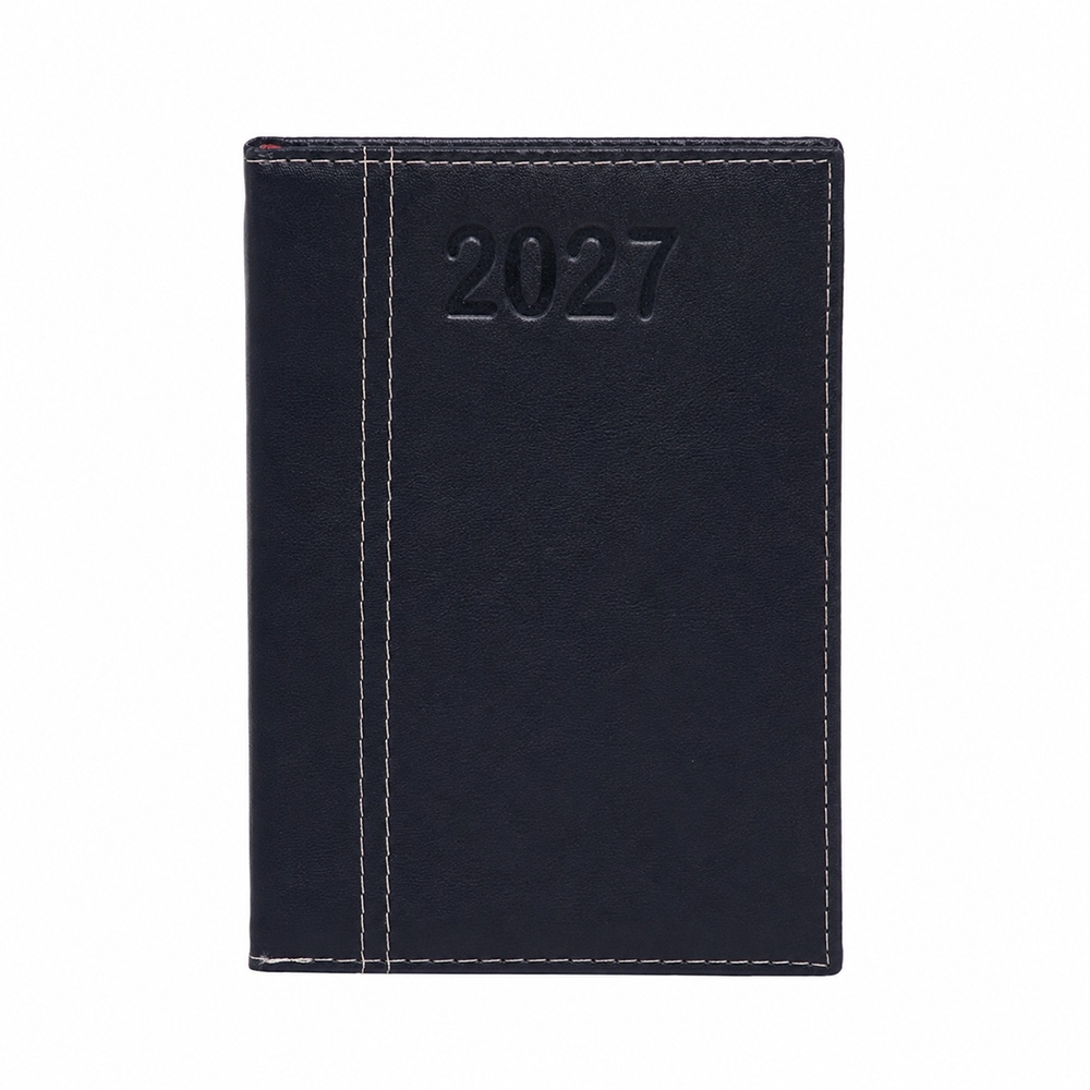 Agenda diária 2027 com capa de couro sintético personalizada com a logo da empresa