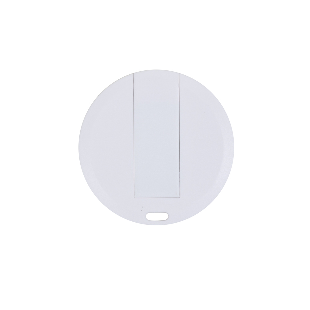 Mini carcaça para pen card redonda na cor Branco, personalizada com a logo da empresa