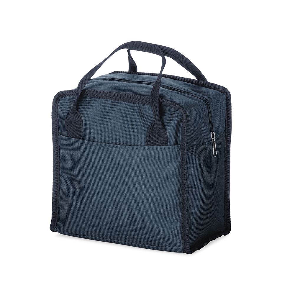 Bolsa térmica 7 litros de nylon com bolso frontal personalizada com a logo da empresa