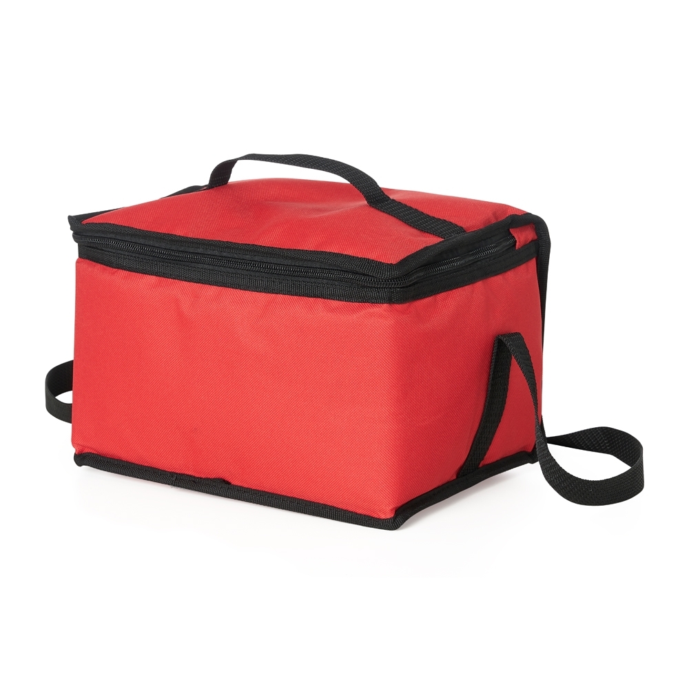 Bolsa térmica 9 litros de nylon personalizada com a logo da empresa, na cor vermelho
