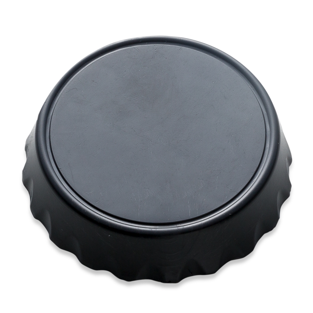 Abridor de garrafa de metal com ímã na cor Preto, personalizado com a logo da empresa