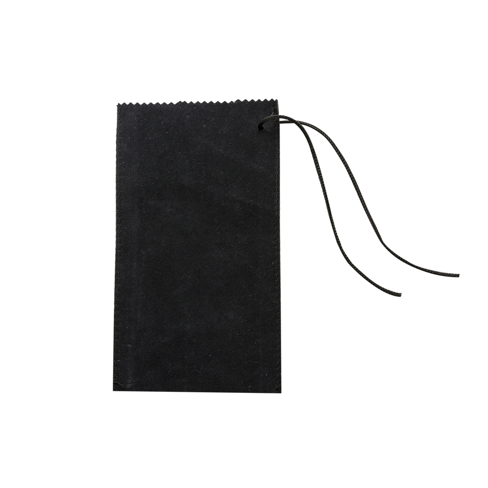 Saco de veludo costurado na cor Preto, personalizado com a logo da empresa