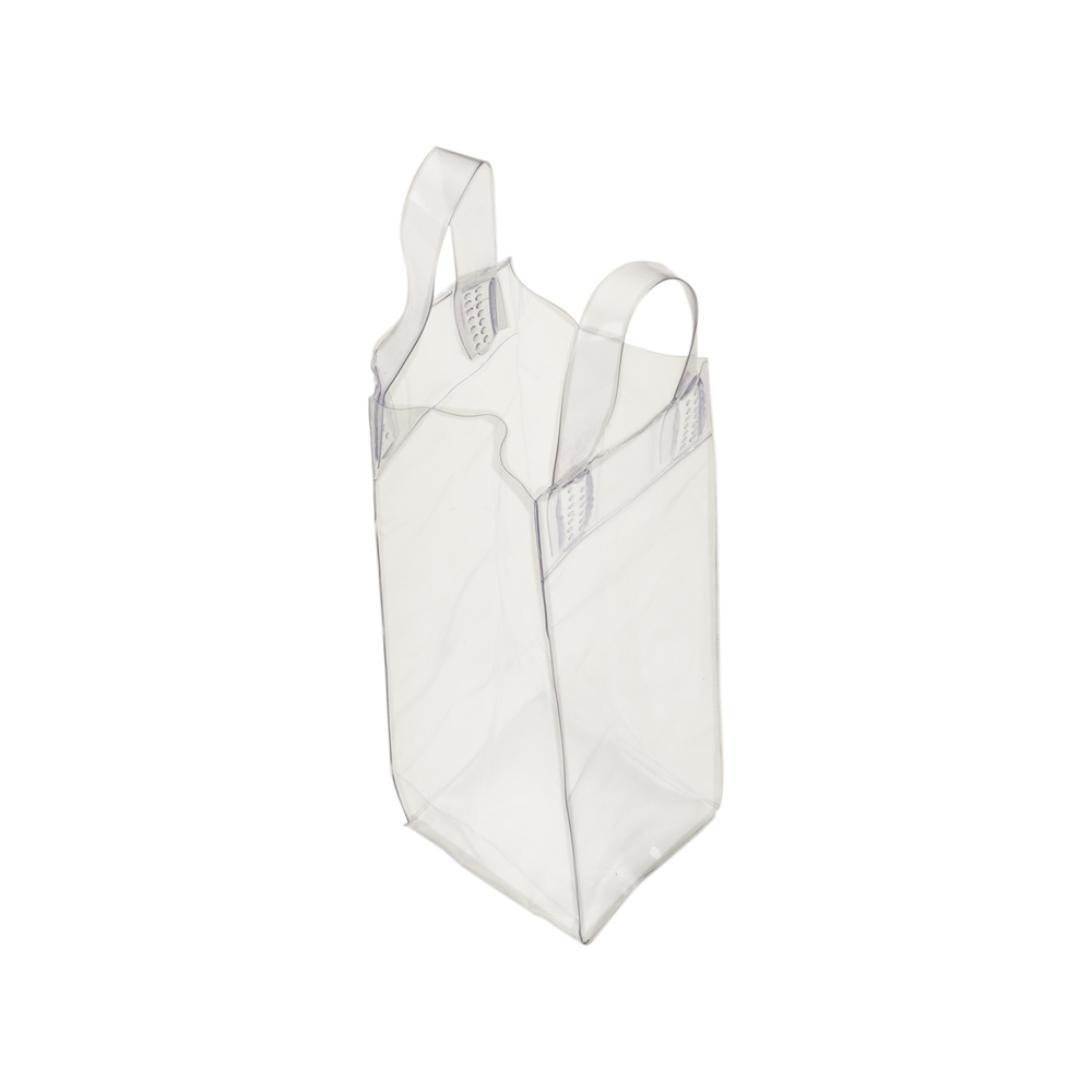 Sacola bag de gelo de plástico para bebidas na cor Transparente / Branco, personalizada com a logo da empresa