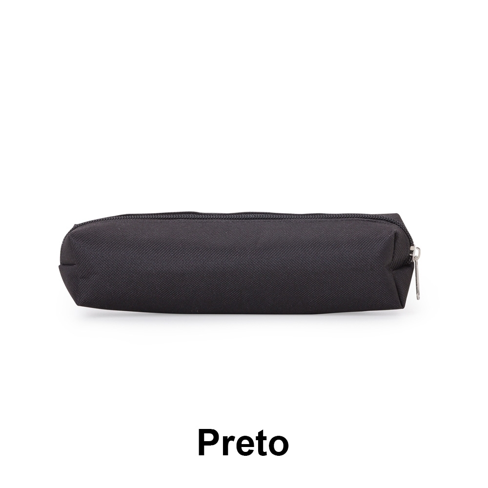 Estojo de nylon colorido com zíper e interior emborrachado na cor Preto, personalizado com a logo da empresa