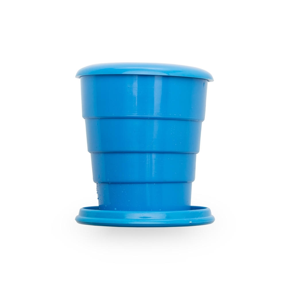 Copo retrátil 130 ml de plástico personalizado com a logo da empresa