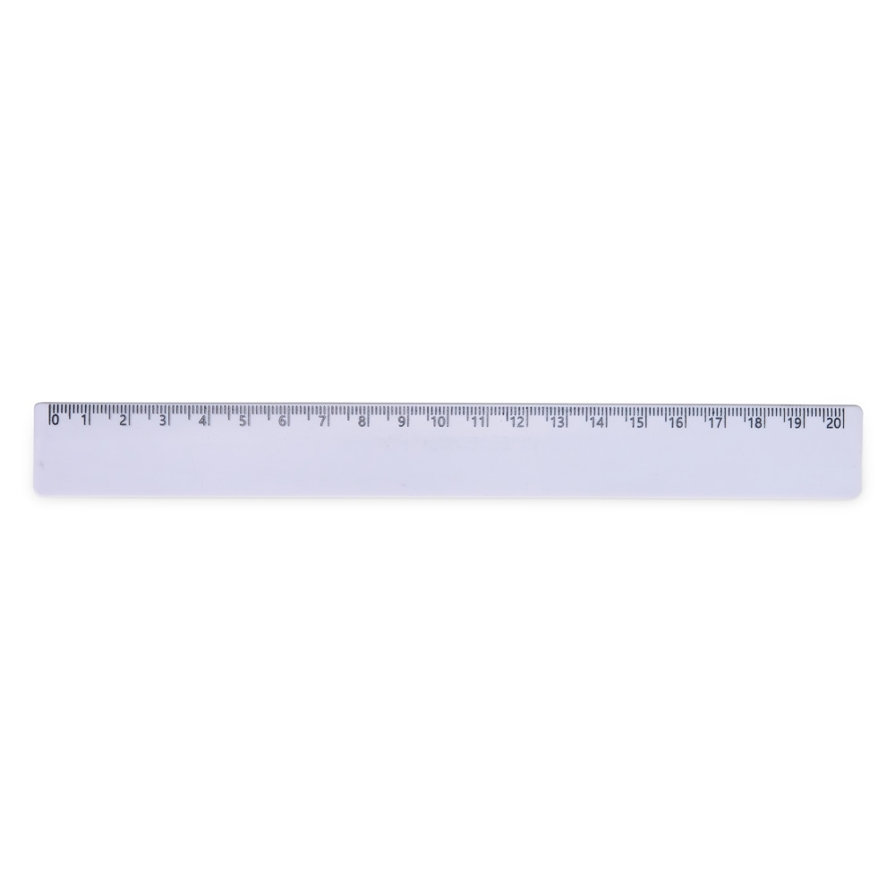 Régua plástica 20cm na cor Branco, personalizada com a logo da empresa