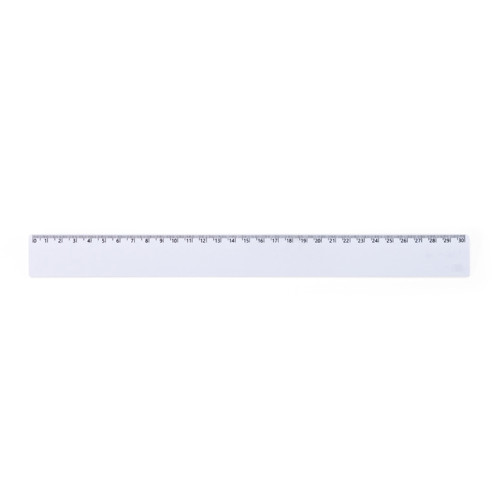 Régua plástica 30cm na cor Branco, personalizada com a logo da empresa