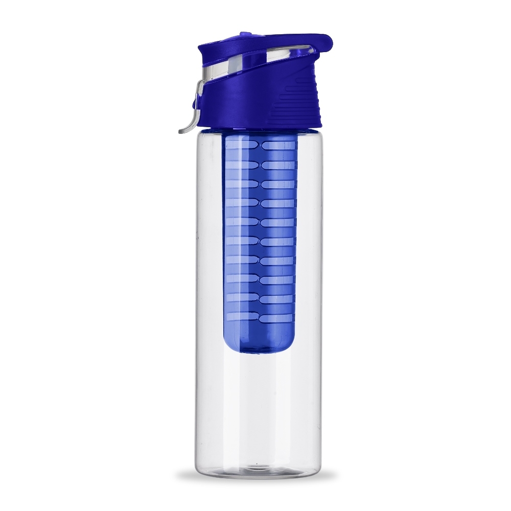Squeeze plástico 700 ml com infusor personalizado com a logo da empresa, na cor azul escuro