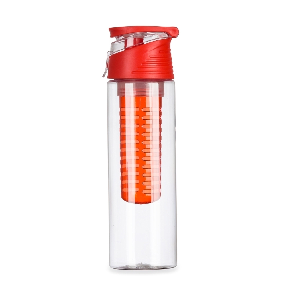 Squeeze plástico 700 ml com infusor personalizado com a logo da empresa, na cor vermelho / branco