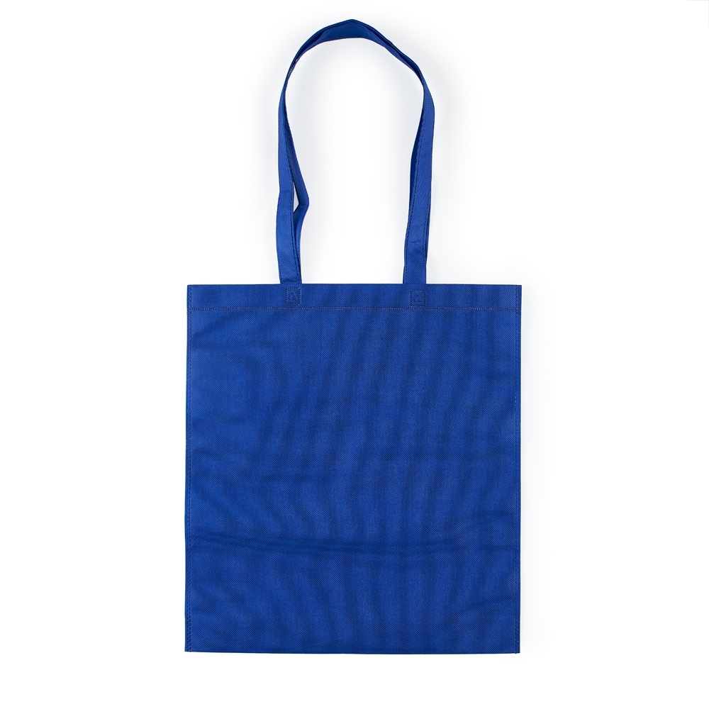 Sacola TNT com alça personalizada com a logo da empresa, na cor azul