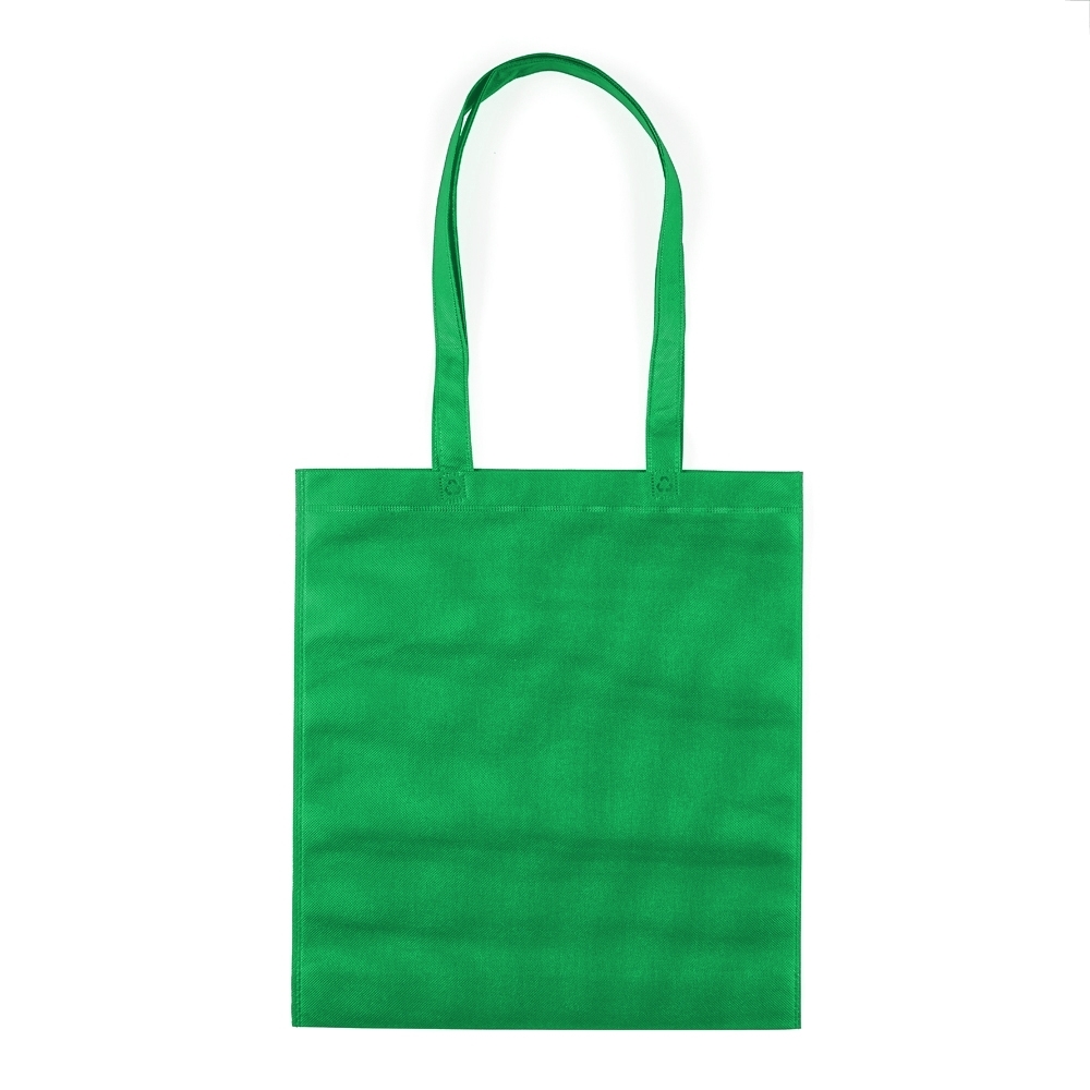 Sacola TNT com alça personalizada com a logo da empresa, na cor verde