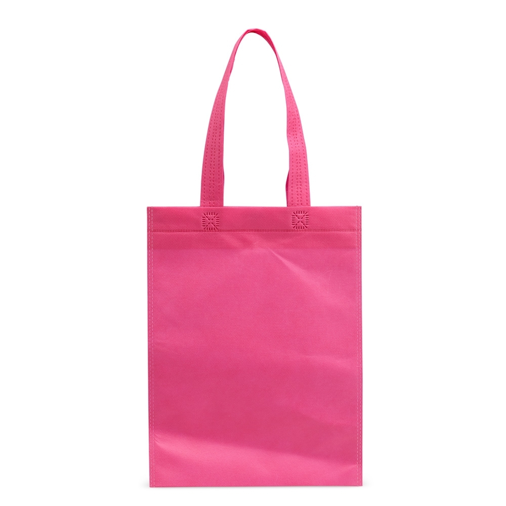 Sacola TNT impermeável personalizada com a logo da empresa, na cor pink