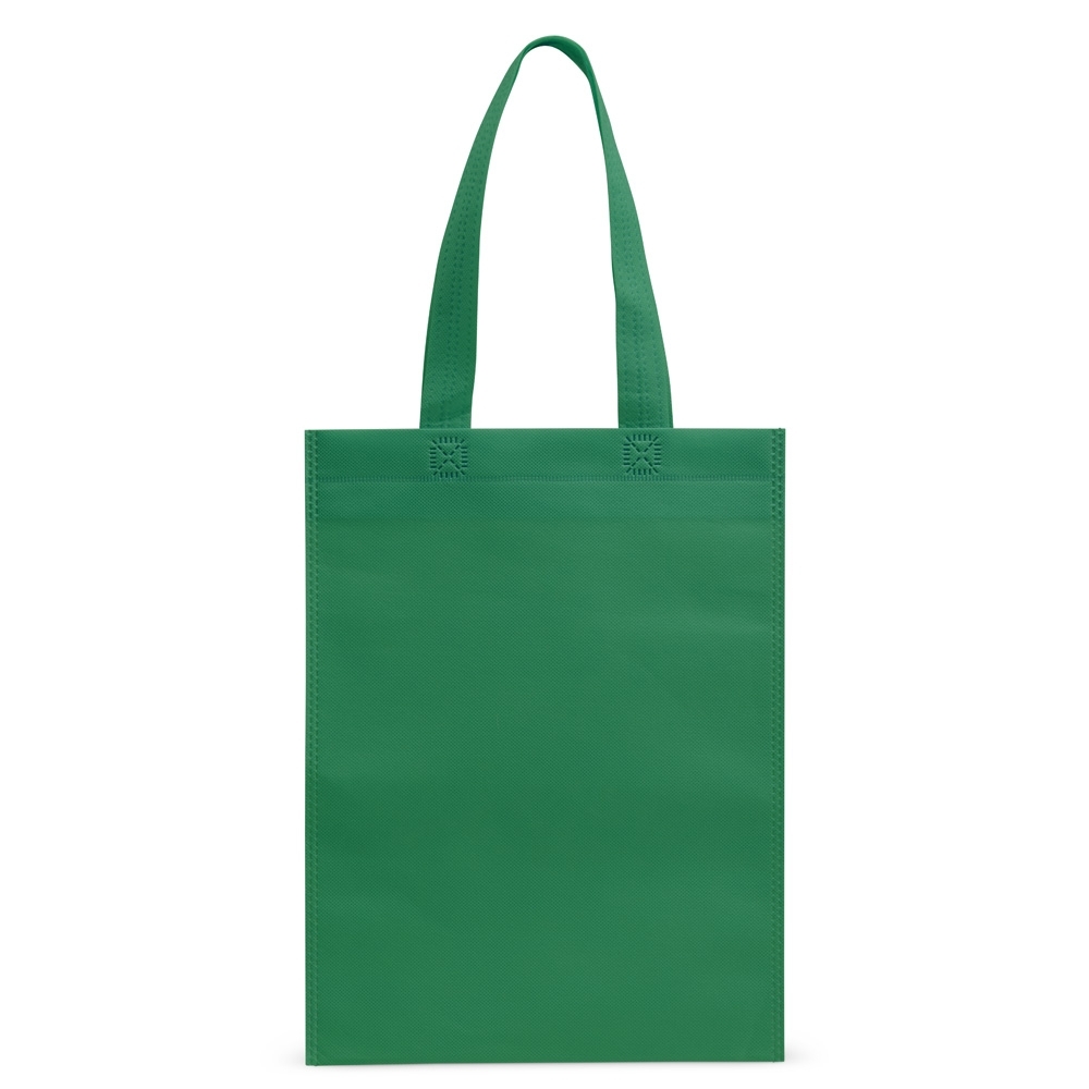 Sacola TNT impermeável personalizada com a logo da empresa, na cor verde