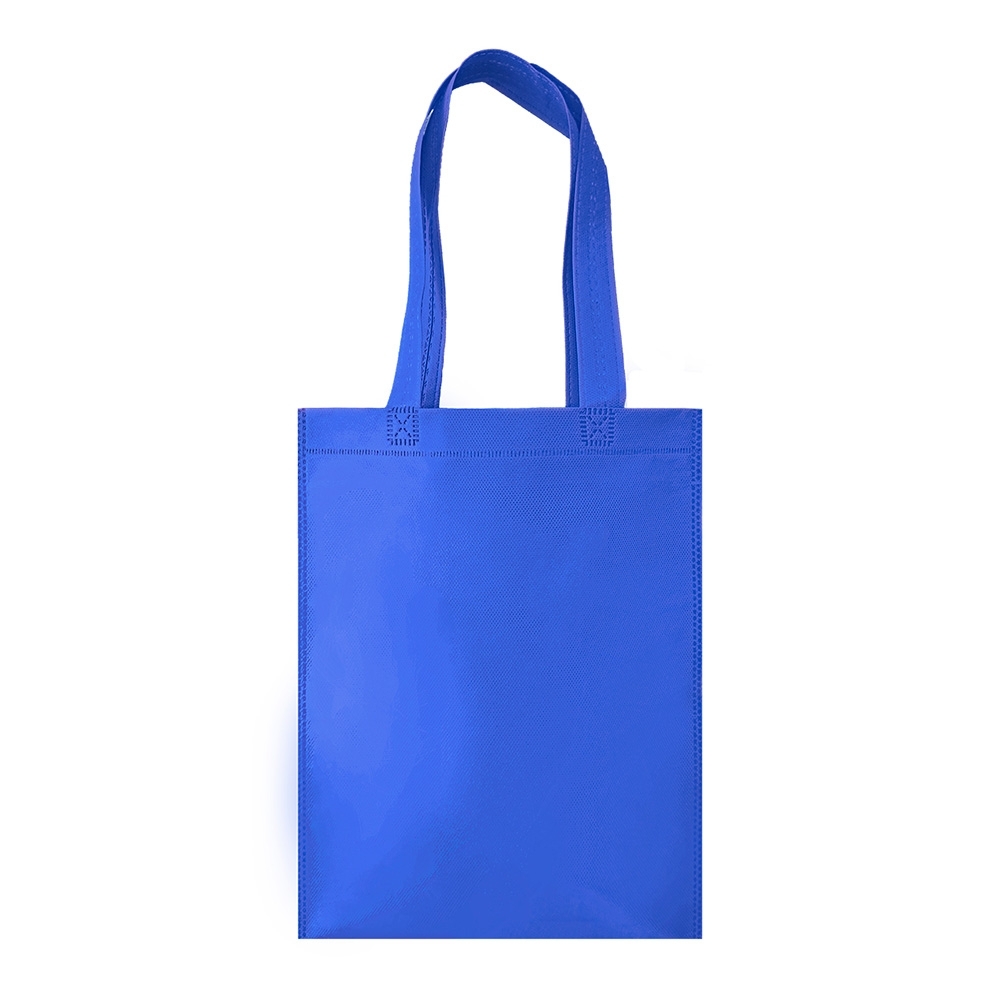 Sacola de TNT termosselada personalizada com a logo da empresa, na cor azul claro