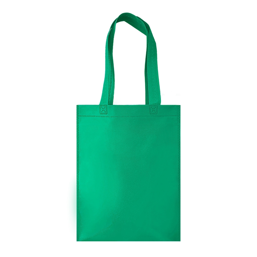 Sacola de TNT termosselada personalizada com a logo da empresa, na cor verde
