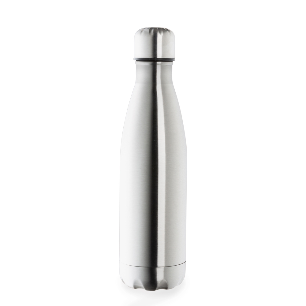 Garrafa térmica 500 ml de inox natural com tampa rosqueável na cor Inox, personalizada com a logo da empresa